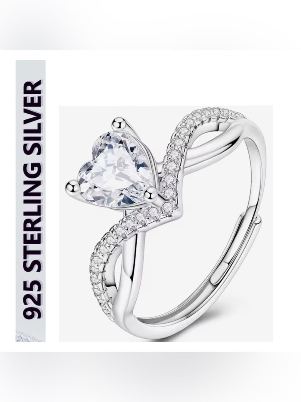 🌟🌟 S925 Sterling Silver Heart White 2ct Cubic Zirconia
